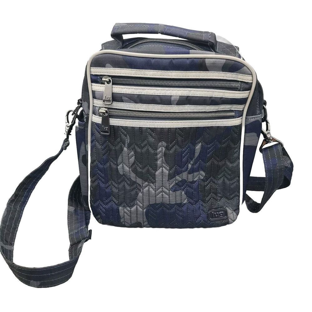 Lug North/South Crossbody Boxcar Camo Blue Gray Lightweight New